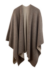 Load image into Gallery viewer, 100% Alpaca Wool Ruana Wrap (Tan and White)