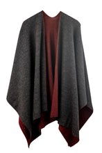 Load image into Gallery viewer, 100% Alpaca Wool Ruana Wrap (Red and Grey)