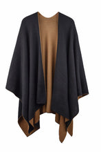 Load image into Gallery viewer, 100% Alpaca Wool Ruana Wrap (Brown and Black)