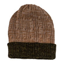 Load image into Gallery viewer, 100% Alpaca Wool Two-Tone Reversible Skullcap (Brown and Green)