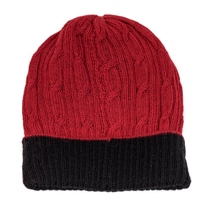 100% Alpaca Wool Two-Tone Reversible Skullcap (Black and Red)