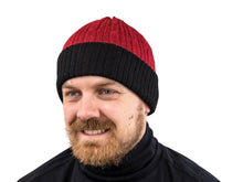 Load image into Gallery viewer, 100% Alpaca Wool Two-Tone Reversible Skullcap (Black and Red)