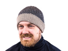 Load image into Gallery viewer, 100% Alpaca Wool Two-Tone Reversible Skullcap (Tan and Grey)