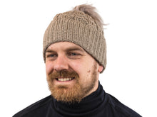 Load image into Gallery viewer, 100% Alpaca Wool Skullcap with Pom Pom (Tan)