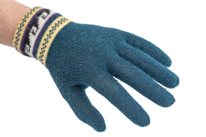100% Alpaca Wool Gloves (Blue)
