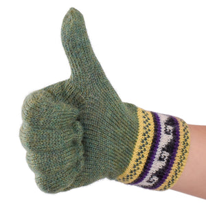 100% Alpaca Wool Gloves (Green)