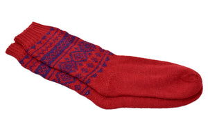100% Alpaca Wool Casual Knit Socks (Royal Red)