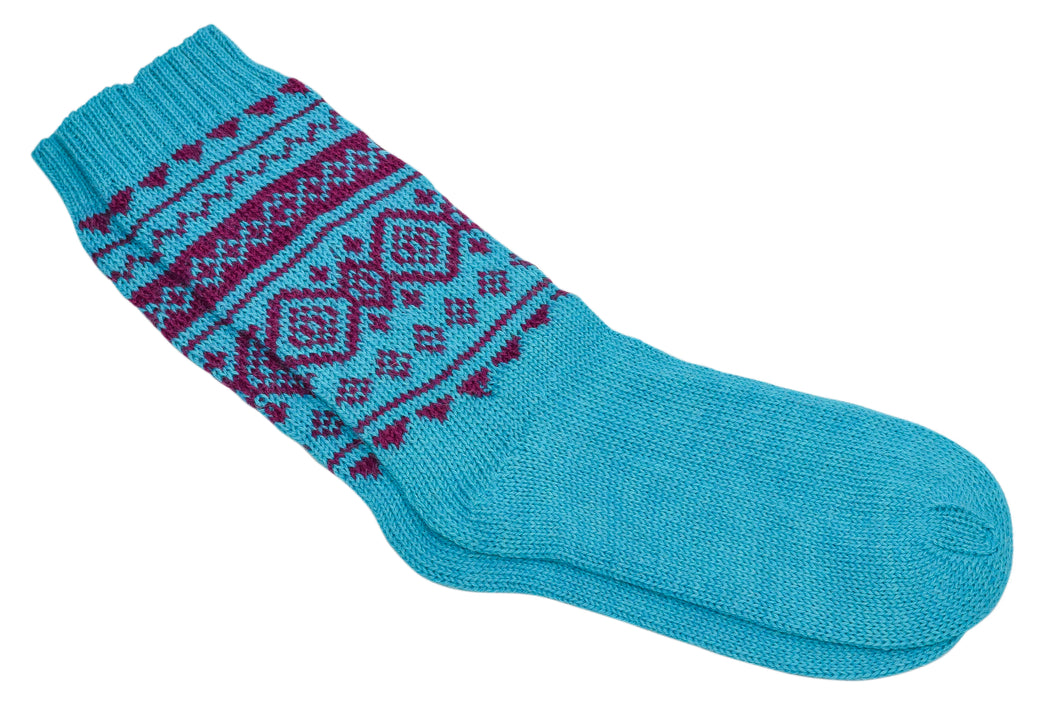 100% Alpaca Wool Casual Knit Socks (Sky Blue)