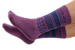 100% Alpaca Wool Casual Knit Socks (Sunset Purple)
