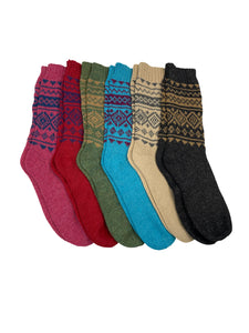 100% Alpaca Wool Casual Knit Socks (Frosted Raspberry)