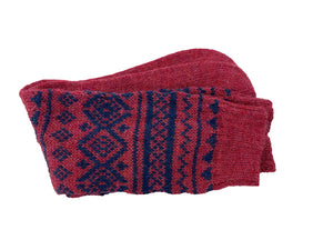 100% Alpaca Wool Casual Knit Socks (Frosted Raspberry)